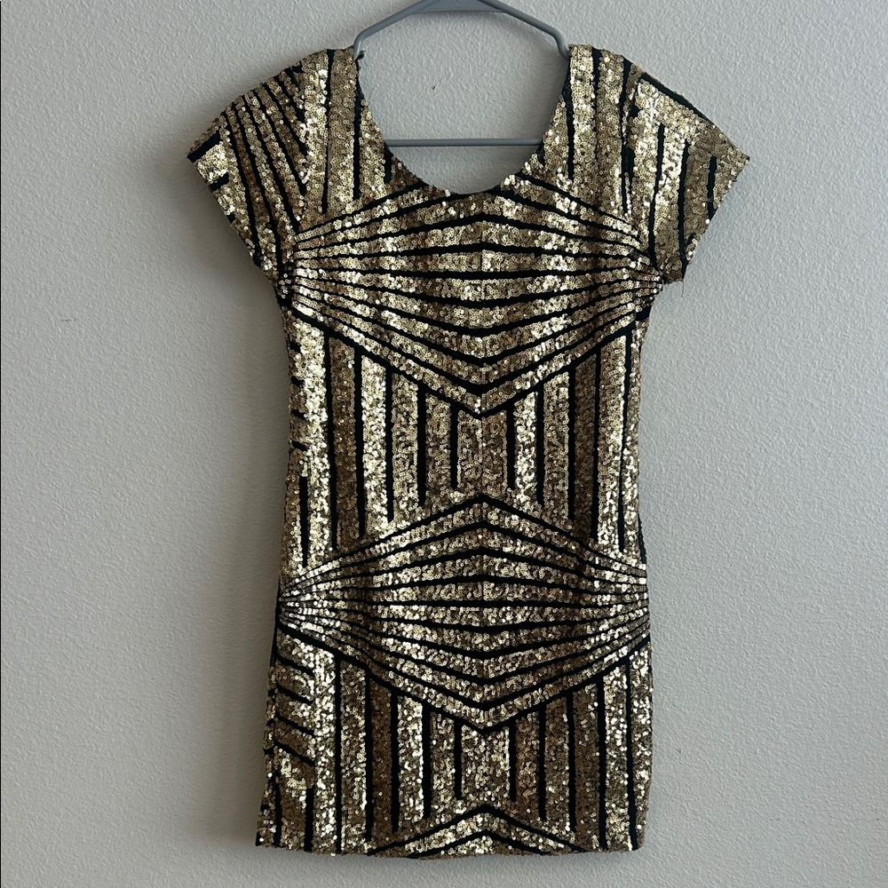 Sequin Gold and Black Dress